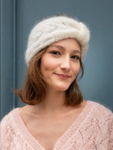 Bandeau en mohair ecru chaud
