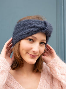 Bandeau mohair ardoise pour l'hiver