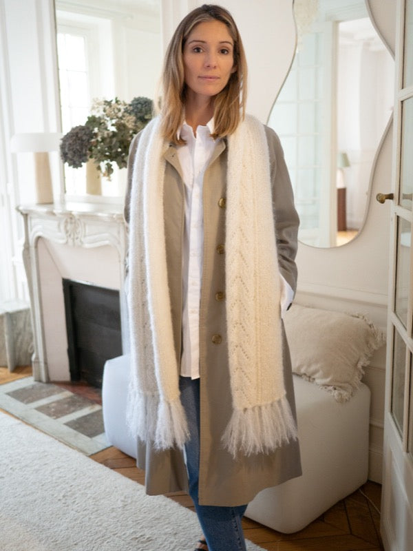 Écharpe Femme Hiver – Mohair Doux, Pompons, Taille Oversize – Chaud Et Stylé